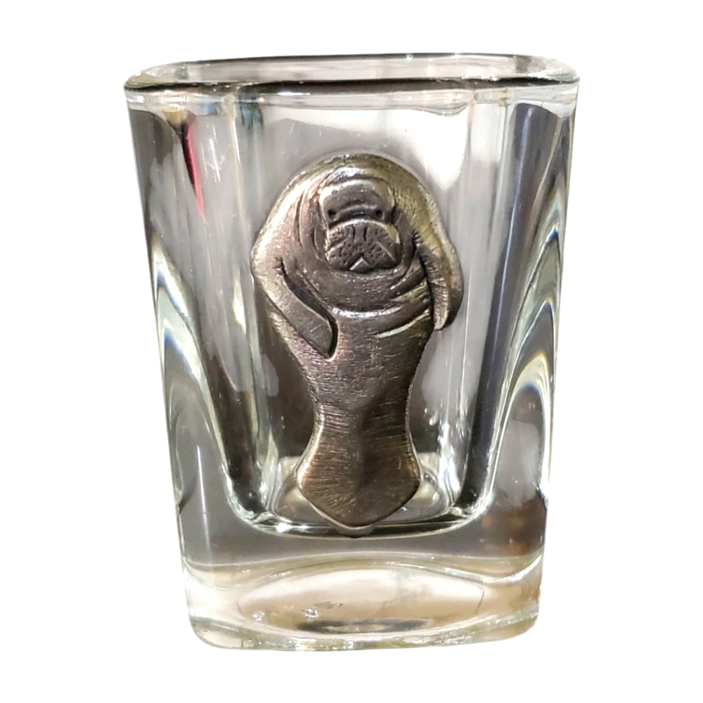 Pewter Manatee Square Shot Glass